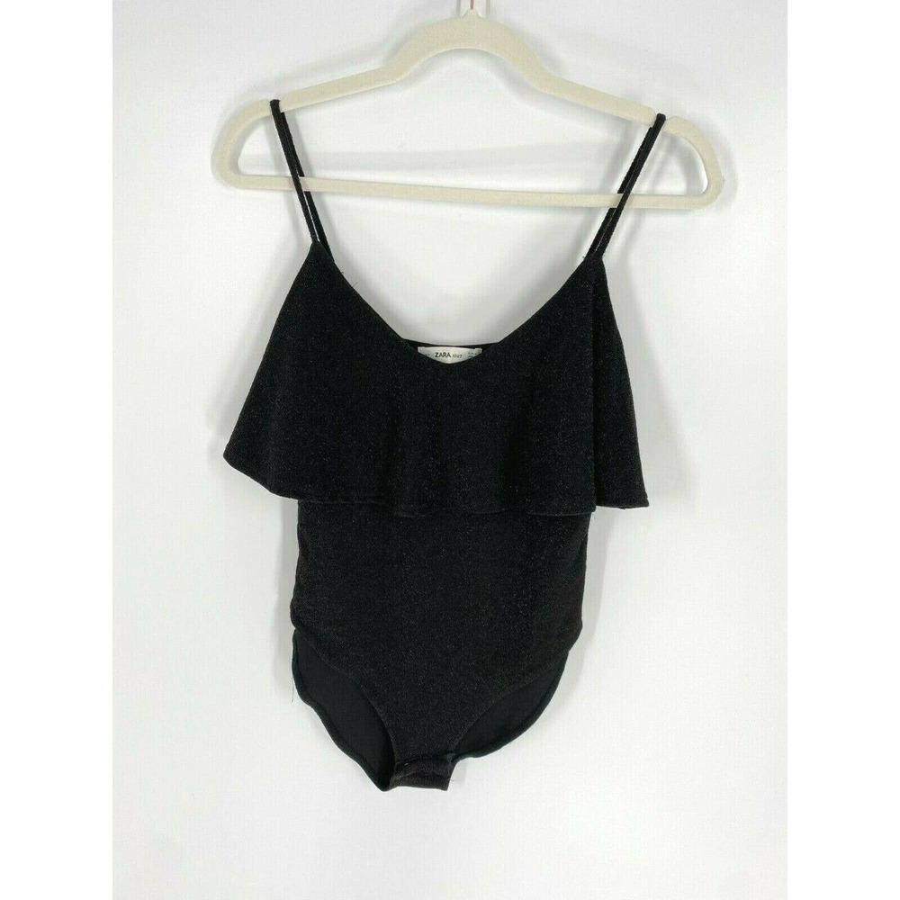 Zara Knit Glitter Sparkly Ruffled Bodysuit